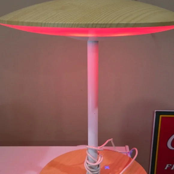 Wooden Table Lamp- Natural and White - Picture 5 of 6